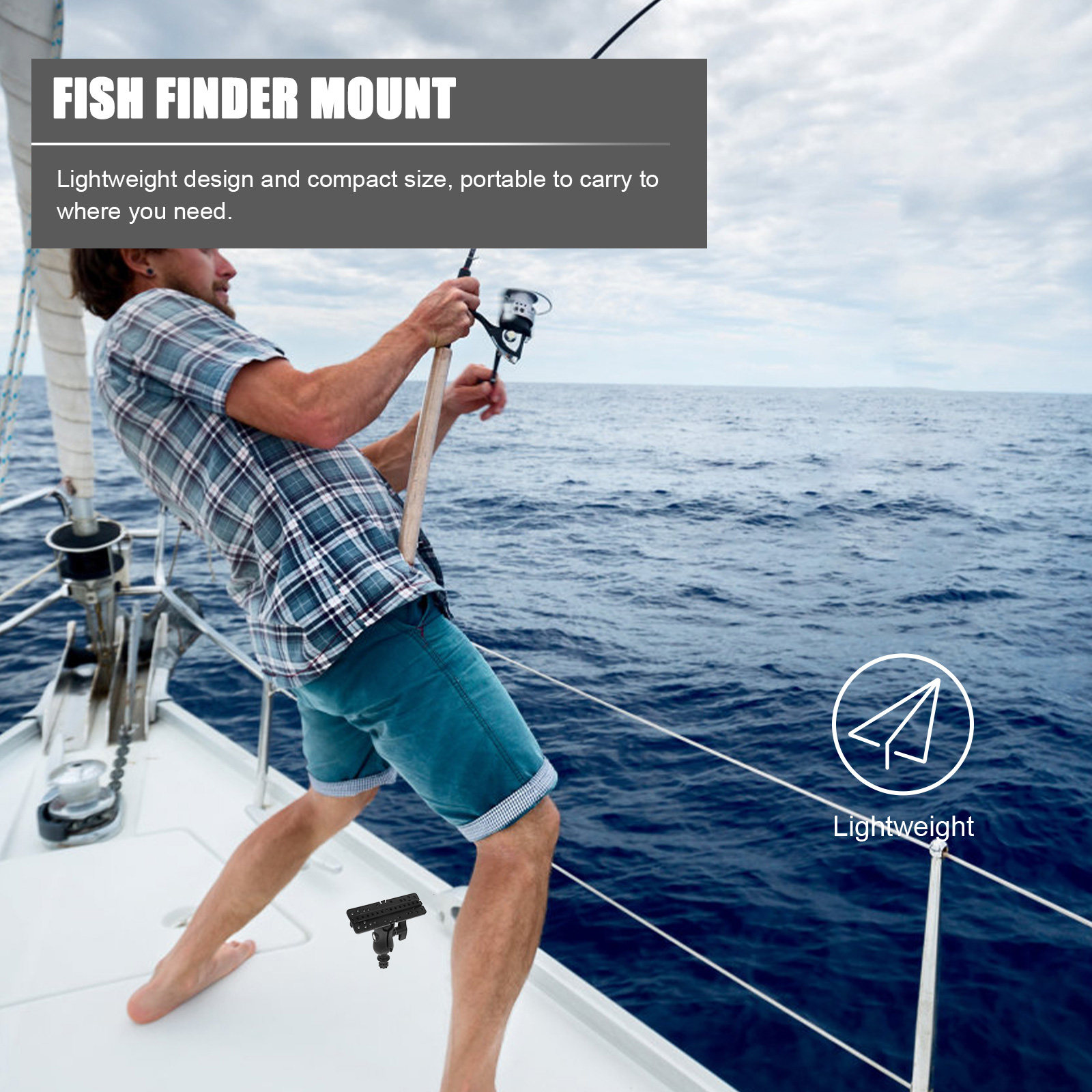 Fishing Kayak Fish Finder Mount - Supporto Girevole in Plastica per Ecoscandaglio